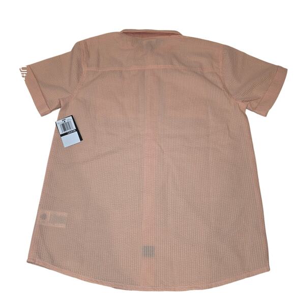 NWT DKNY salmon short sleeve button up youth L 14/16 - Picture 2 of 4